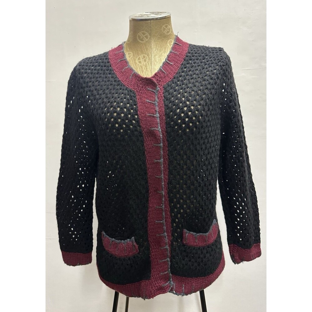See by Chloe women size medium black wool sweater cardigan with pockets